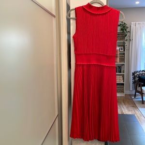 Crimson pleated midi dress, brand new